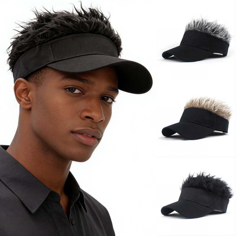 Visor Sun Hat - Erkekler Kadınlar Sentetik Dikenli Peruk Saç