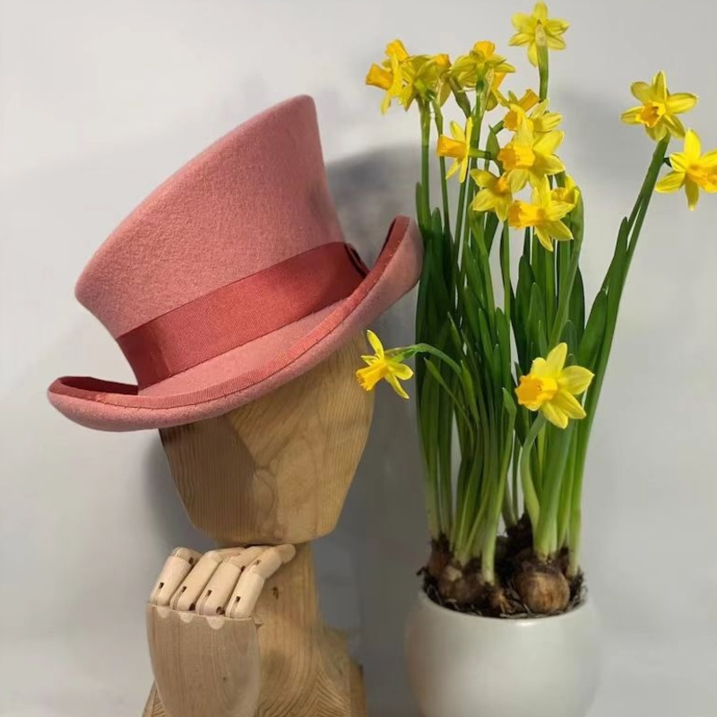 Fedora Hat Wool - Yün Keçe Silindir Şapka Mavi Kurdeleli